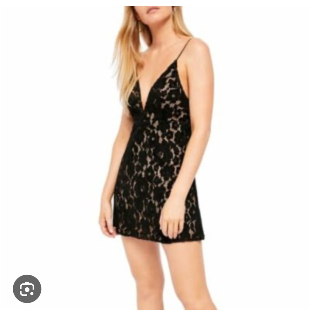 Free People Black Lace Mini Dress